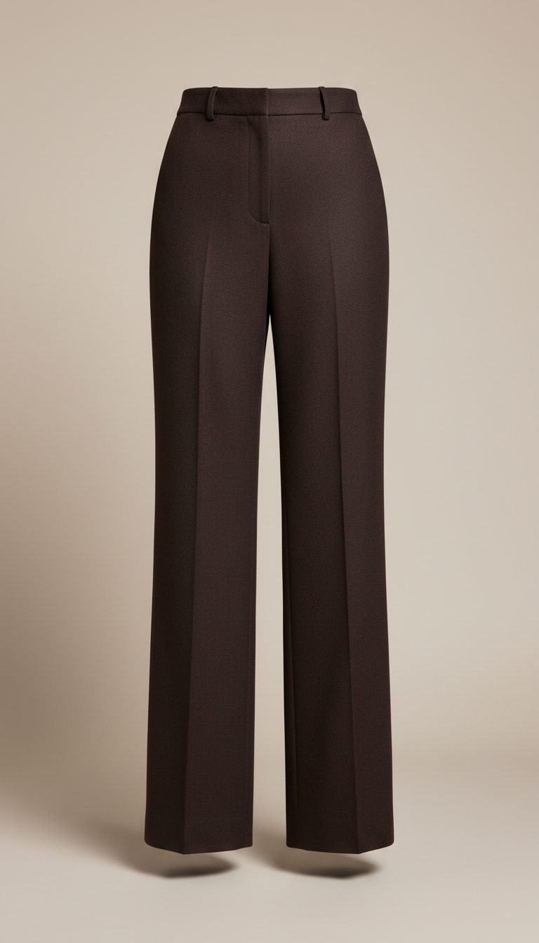 Deep Espresso Wool Wide-Leg Trousers