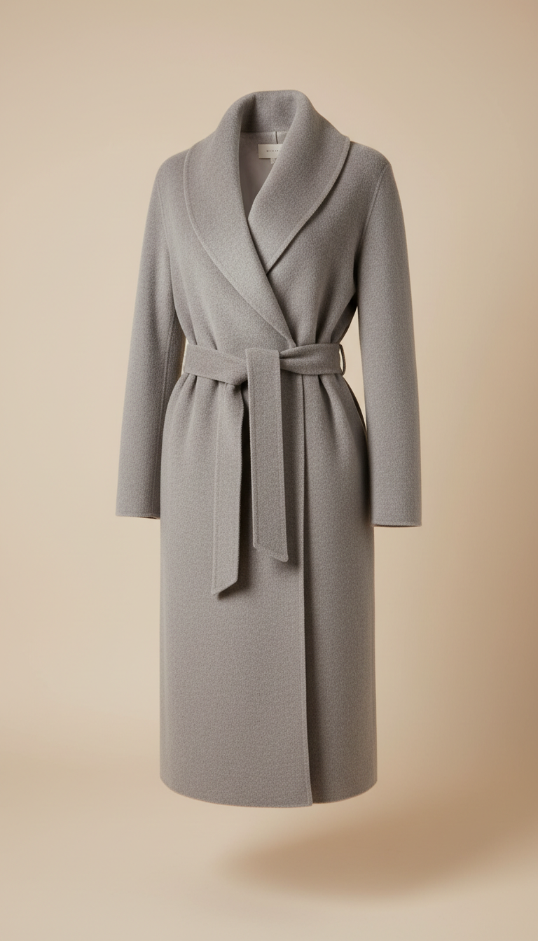 Stone Grey Cashmere Wrap Coat